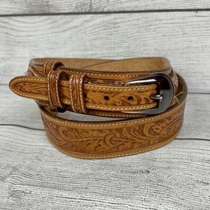 Silver Creek hand tooled leather belt